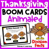 Thanksgiving Math Boom Cards for Division Facts - Animated