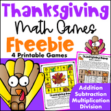 Free Thanksgiving Math Activities: Bump Games - Add, Subtr