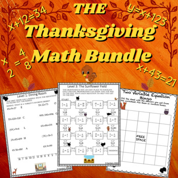 Preview of Thanksgiving Math Bundle | 6th and 7th Grade Activities/Centers