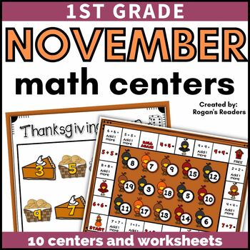 Preview of Thanksgiving Math Center Activities and Worksheets