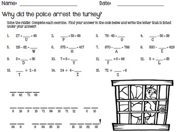 75+ Why Did The Police Arrest The Turkey Math Worksheet ...