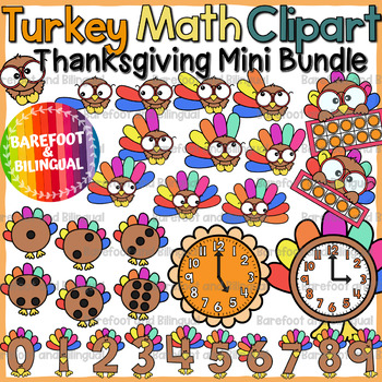 Preview of Thanksgiving Math Clipart | Turkey Math Manipulative Clipart Mini Bundle
