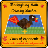 Thanksgiving Math Color By Number- Exponent Rules / Laws o