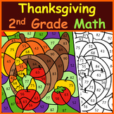 Thanksgiving Math Color by Code Second Grade