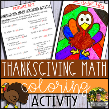 Preview of Thanksgiving Math Coloring Activity