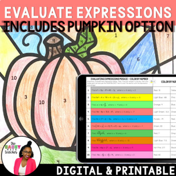 Preview of Thanksgiving Math Color by Number Evaluate Expressions