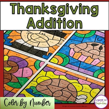 Preview of Thanksgiving Math Coloring Sheets Addition