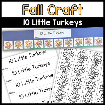 Preview of Thanksgiving Math Craft- 10 Little Turkeys