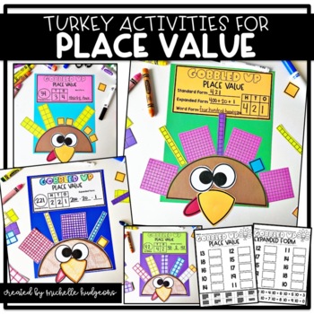 Preview of Thanksgiving Math Craft Activities Place Value 1st grade, 2nd grade