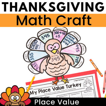 Preview of Thanksgiving Math Craft - Place Value Turkey Math Activity First Second Grade
