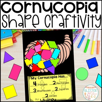 Preview of Thanksgiving Math Craft for Kindergarten  - 2D Shape Cornucopia Craftivity