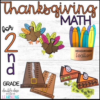 Preview of Thanksgiving Math Craftivities for SECOND Grade {Fractions, Measuring, & MORE!}