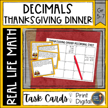 Preview of Thanksgiving Math Decimal Task Cards