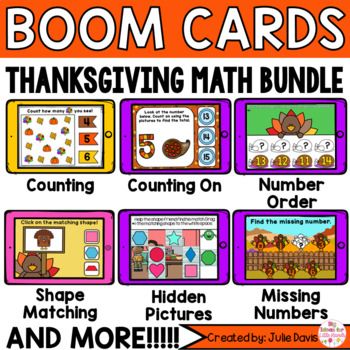 Preview of Thanksgiving Math Digital Boom Cards™ Bundle