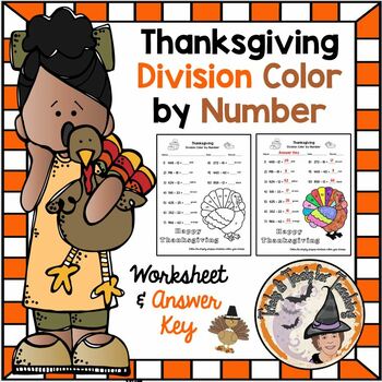 Preview of Thanksgiving Math Division Color by Number Upper Elementary Middle School