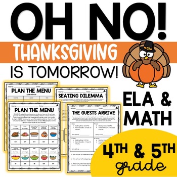 Preview of Thanksgiving Math & ELA | 4th & 5th Activities | Differentiated | Centers