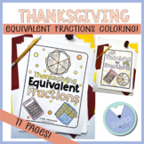 Thanksgiving Math Equivalent Fraction Coloring Pages