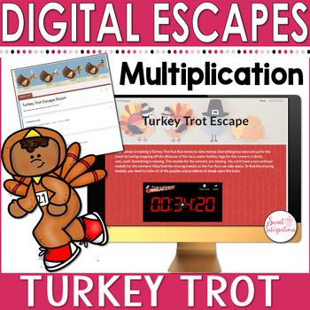 Preview of Thanksgiving Math Escape Room - Multiplication and Word Problem Activities