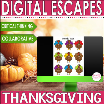 Preview of Thanksgiving Math Escape Room - Thanksgiving Digital Resource Math Activity