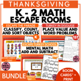 Thanksgiving Math Escape Rooms Activities for Kindergarten