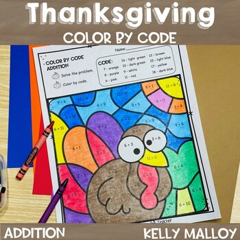 Preview of Thanksgiving Math Facts Addition Color By Number Turkey Coloring Sheets Pages