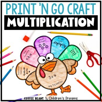 Preview of Thanksgiving Math | Fall Multiplication Craft | Turkey Activity