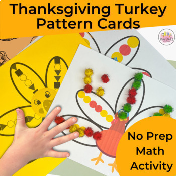 Preview of Thanksgiving Math For Preschool | Turkey Pattern Cards | Simple Pattern Cards