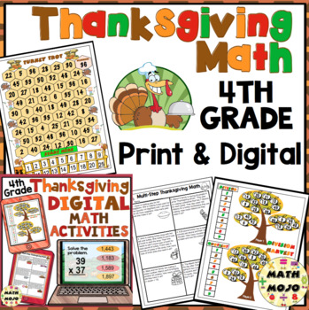 Preview of 4th Grade Thanksgiving Math: 4th Grade Math Games, Scoot, and Problem Solving