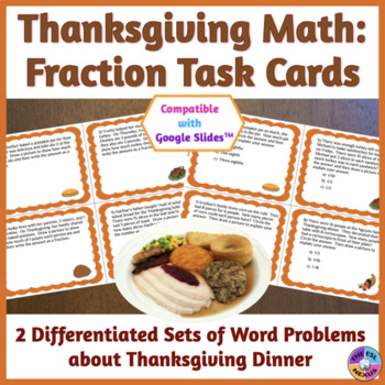 Preview of Thanksgiving Math Fraction Task Cards for ELLs and Mainstream Students