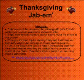 Preview of Thanksgiving Math Game