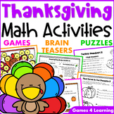 Thanksgiving Math Activities - Games, Puzzles and Brain Teasers