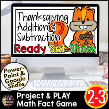Preview of Thanksgiving Math 2nd Grade | Thanksgiving Addition and Subtraction Game