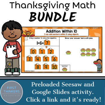 Preview of Thanksgiving Math Games for Google Slides PowerPoint Seesaw Activities