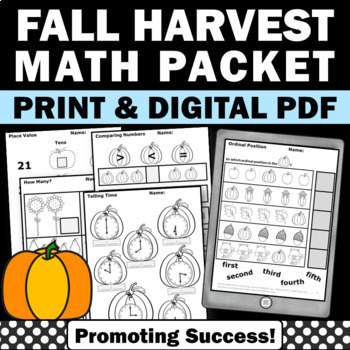 Preview of Thanksgiving Break Packet 2nd 3rd Grade Special Education Math Review Sheets