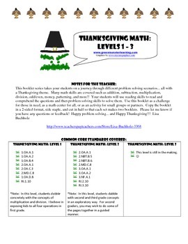 Preview of Thanksgiving Math: Level 2