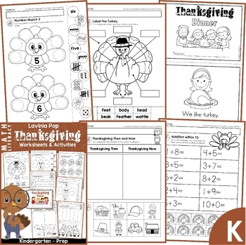 Preview of Thanksgiving Math & Literacy Worksheets and Activities No Prep