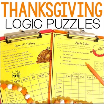 Preview of Thanksgiving Math Logic Puzzles - November Enrichment Activities & Challenges