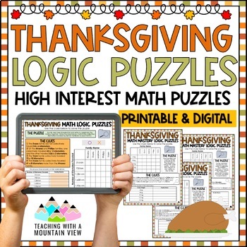 Preview of Thanksgiving Math Logic Puzzles Activities for Critical Thinking | Enrichment