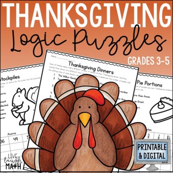 Preview of Thanksgiving Math Logic Puzzles - Enrichment Activities for Early Finishers