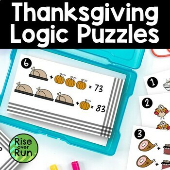 Preview of Thanksgiving Math Logic Puzzles | Picture Equations