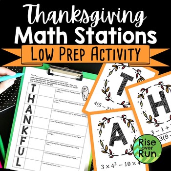 Preview of Thanksgiving Math Low Prep Stations Activity
