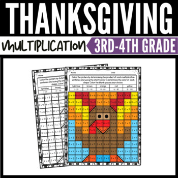 Preview of Thanksgiving Math Multiplication Mystery Picture Worksheets