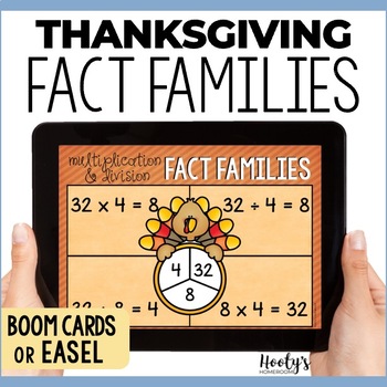 Preview of Thanksgiving Math Multiplication and Division Fact Families Boom Cards