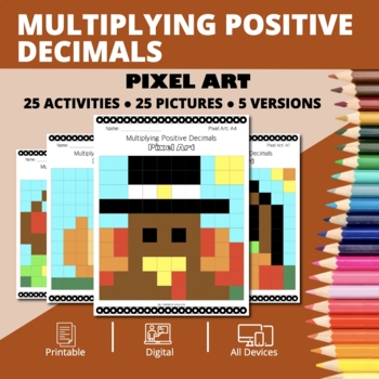 Preview of Thanksgiving: Multiplying Decimals Pixel Art Activity