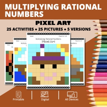 Preview of Thanksgiving: Multiplying Rational Numbers Pixel Art Activity