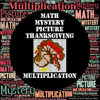 Preview of Thanksgiving Math Mystery Picture ~ Multiplication
