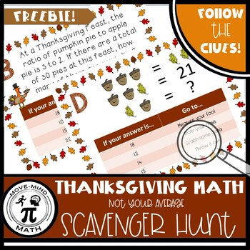 Preview of Thanksgiving Math Scavenger Hunt Activity | A problem solving experience!