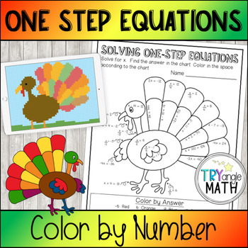 Preview of Thanksgiving Math - One Step Equations with Integers Color By Number