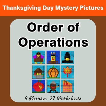 Thanksgiving Math: Order of Operations - Color-By-Number Math Mystery Pictures