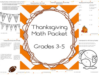 Preview of Thanksgiving Math Packet for Grades 3-5